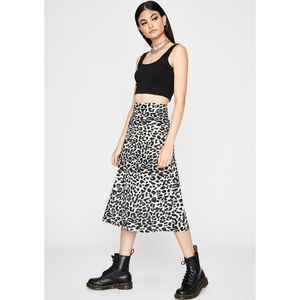 Dolls Kill Leopard Print Midi Skirt